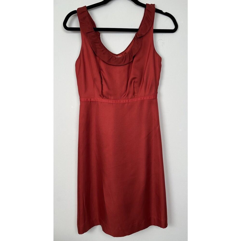ANTHRPOLOGIE MOULINETTE SOEURS SILK GARNET RED SHEATH DRESS SZ 0 Y2K Babydoll - Picture 2 of 11